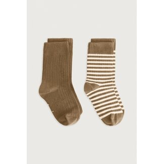 Gray Label Ribbed Socks GOTS | 2-pack Woody Cream