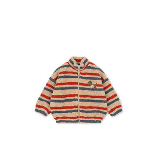 Konges Slojd JODY EMBROIDERY TEDDY JACKET GRS TANGERINE STRIPE