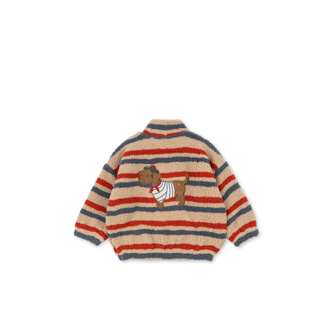 Konges Slojd JODY EMBROIDERY TEDDY JACKET GRS TANGERINE STRIPE