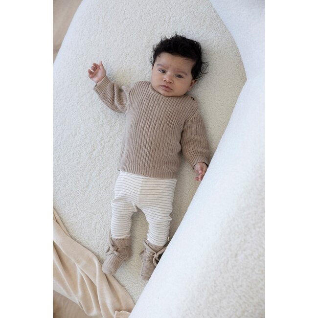 Feetje Broek rib met streep - Taupe melange