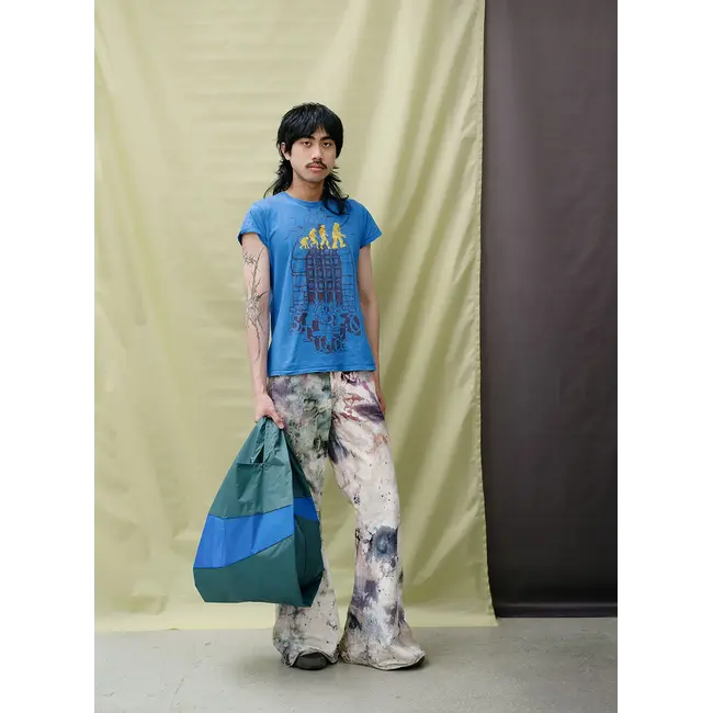 SUSAN BIJL The New Shopping Bag Pine & Blue Large