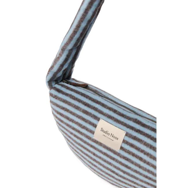 Stripy Wool Mini Cross Body Bag  Light Blue / Brown