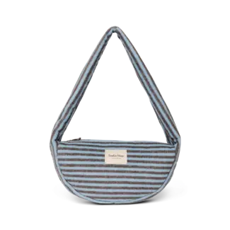 Stripy Wool Mini Cross Body Bag  Light Blue / Brown