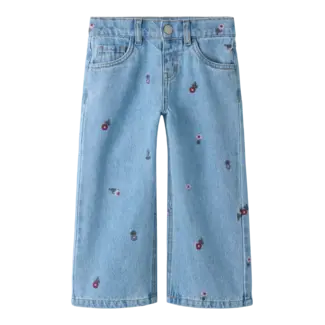 Name it NMFROSE WIDE EMB JEANS 4711-ZA Medium Blue Denim FLOWER EMB