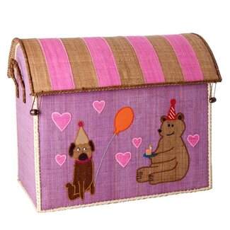 Rice Raffia Basket Pink Party Animal LARGE