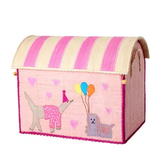 Rice Raffia basket Pink Party Animal  MEDIUM