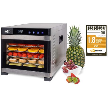 Vita5 Nobel PRO Deshydrateur Inox,  6 Plateaux, Minuteur (24H)
