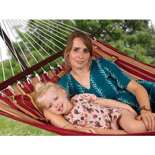 Vita5 Vita5 Hammock with Frame, Up to 2 People / 200 kg, 190 x 140 cm, Removable Pillow, Weatherproof, Rood/Bruin