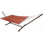 Vita5 Vita5 Hangmat met Frame, Tot 2 Personen / 200 kg, 190 x 140 cm, Met kussen, UV-Resistant, Rood/Bruin