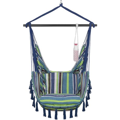 Vita5 Hangstoel met 2 kussens - Blauw/Groen/Wit