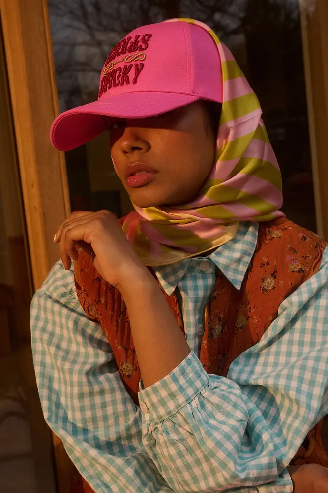 The Sticky Sis Club Zijden sjaal | Il Sole || Dolce Pink + Lemon Leave