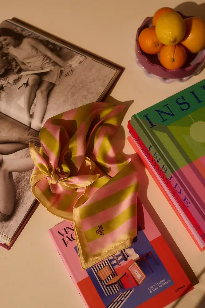 The Sticky Sis Club Zijden sjaal | Il Sole || Dolce Pink + Lemon Leave