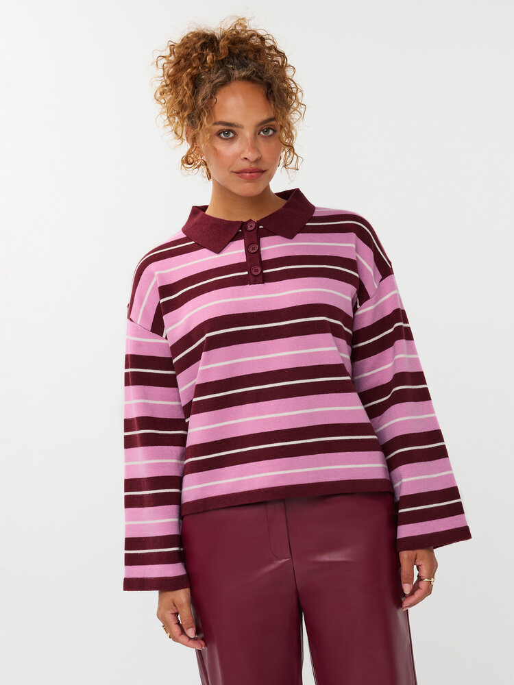 YDENCE Polo Shirt || Balou || Burgundy + Pink