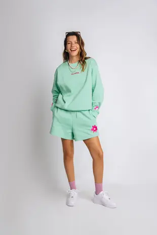 Ellastiek Amsterdam Sweater || Danique || Turquoise Flower