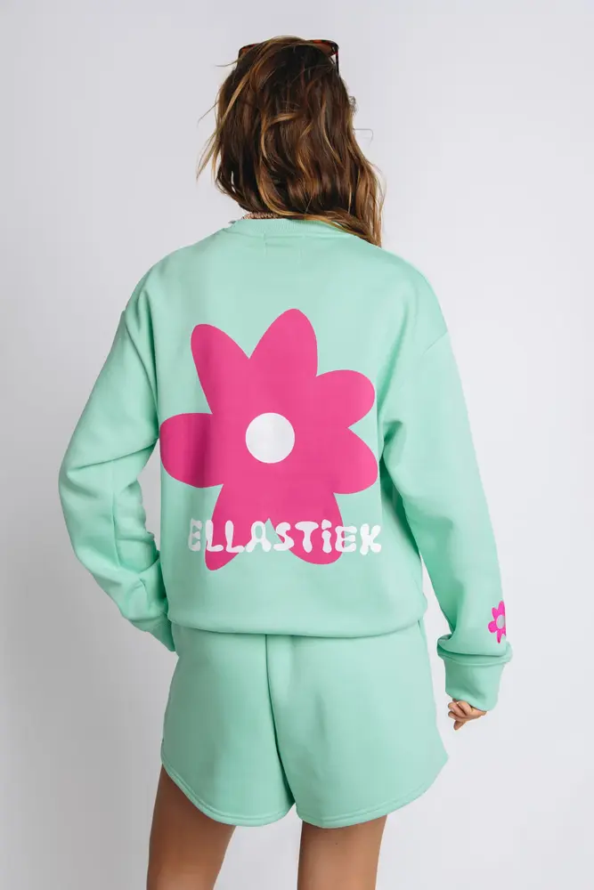 Ellastiek Amsterdam Sweater || Danique || Turquoise Flower
