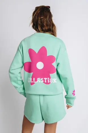 Ellastiek Amsterdam Sweater || Danique || Turquoise Flower