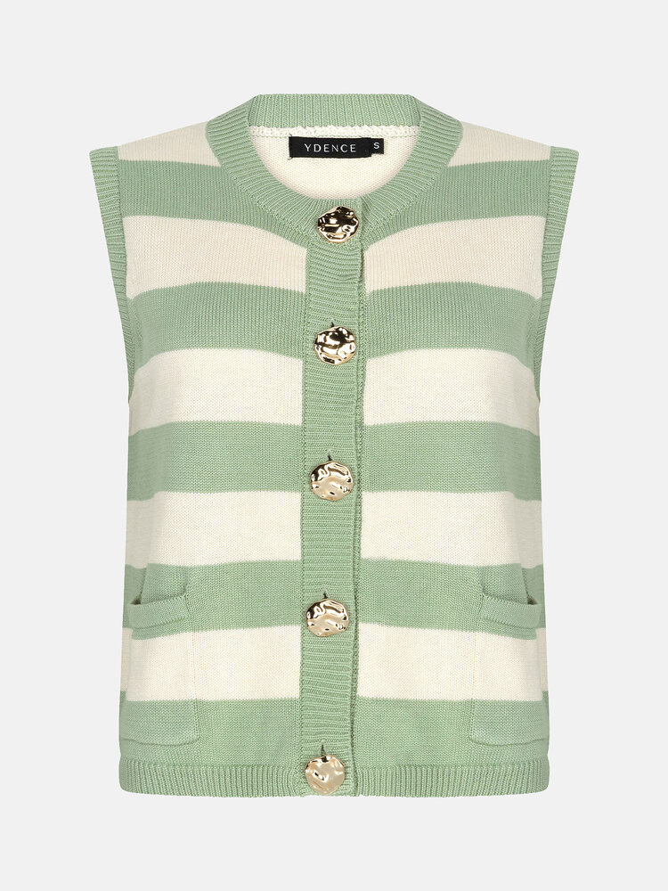 YDENCE Top || Judith || Sage Green / Ecru
