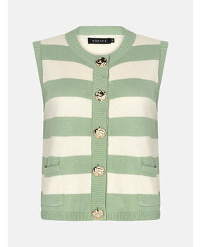 YDENCE Top || Judith || Sage Green / Ecru