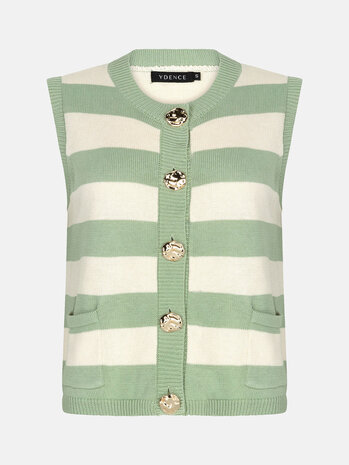 YDENCE Top || Judith || Sage Green / Ecru
