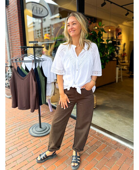 JtS Blouse kant || Wit / Ecru en Taupe