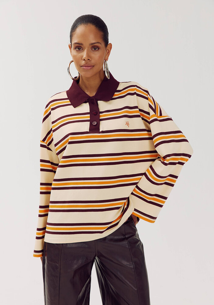 Harper & Yve Polo Shirt || Pollie-ju || Paprika Stripe