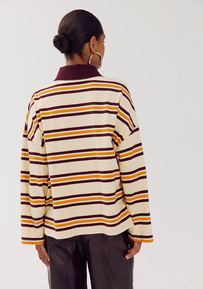 Harper & Yve Polo Shirt || Pollie-ju || Paprika Stripe
