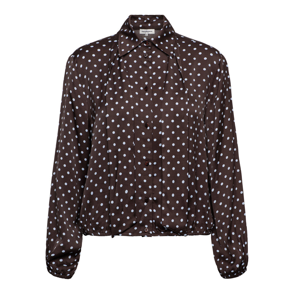&Co women Blouse ||  Alisha polka || Dark Chocolat