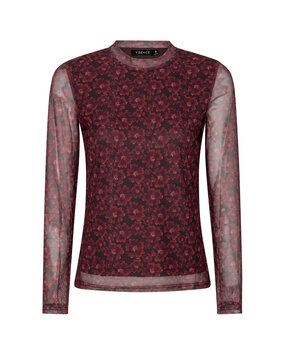 YDENCE Top ||  Willemijn || Burgundy Flower