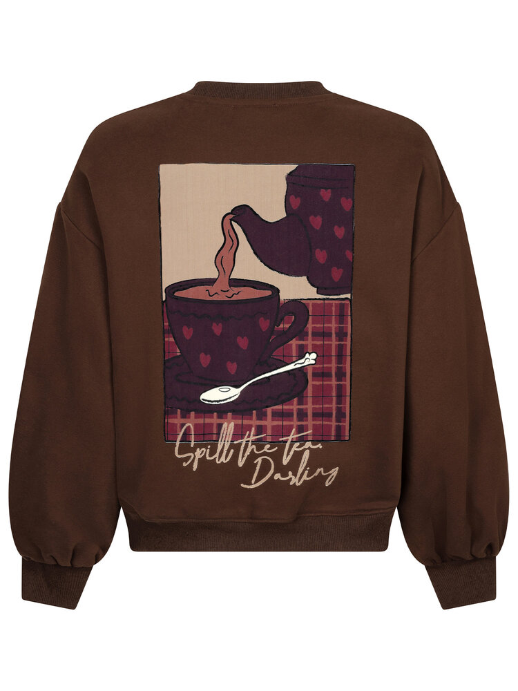 YDENCE Sweater || Spill the tea || Brown-Burgundy