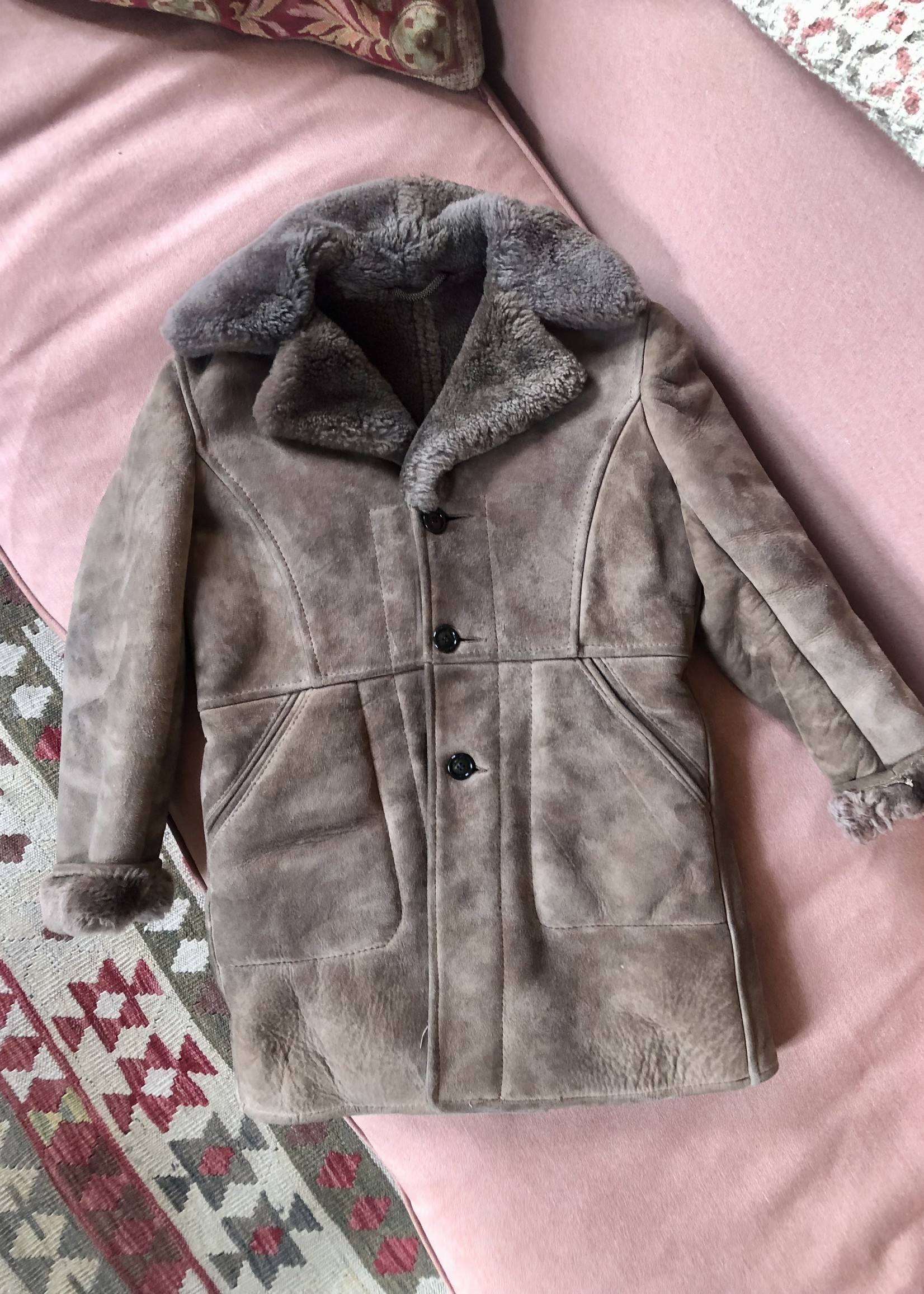 Vintage Chocolate brown lammy coat 8y