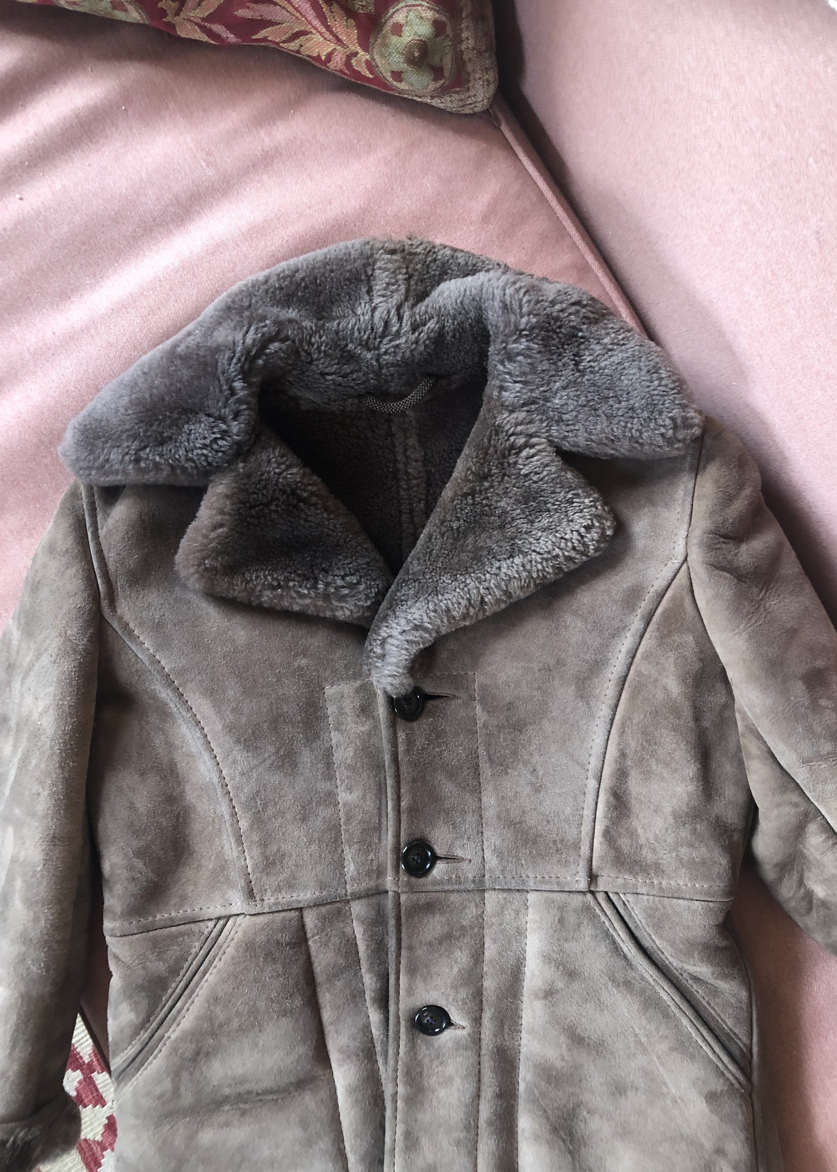 Vintage Chocolate brown lammy coat 8y