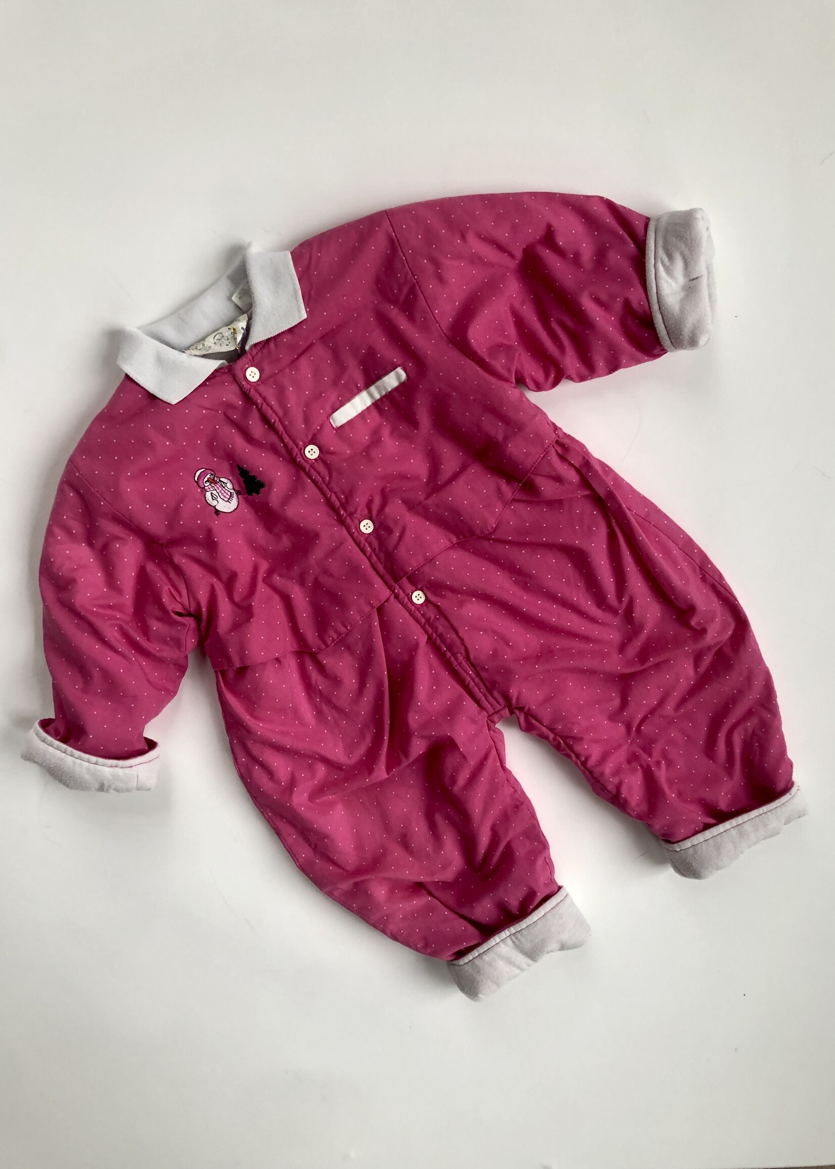 Vintage Pink snowman winter suit 12m