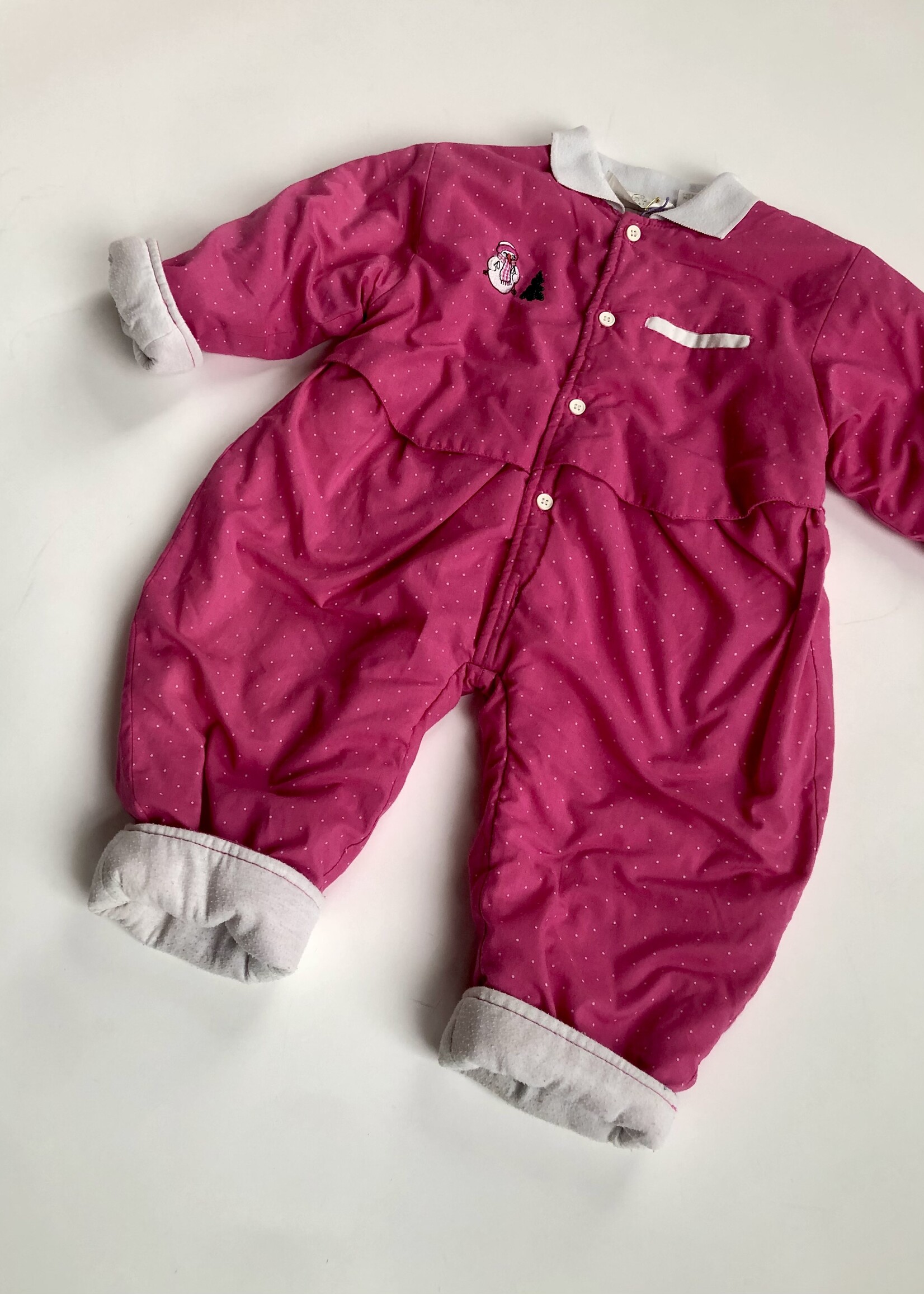 Vintage Pink snowman winter suit 12m
