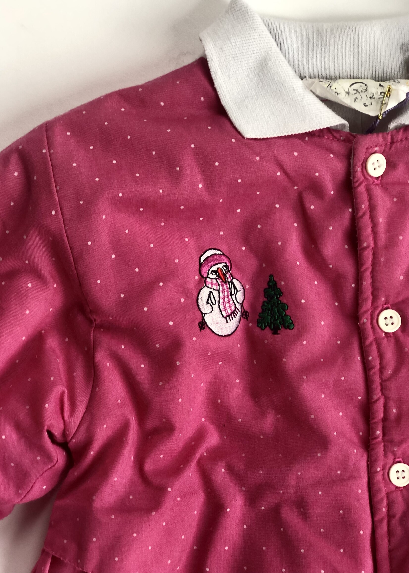 Vintage Pink snowman winter suit 12m