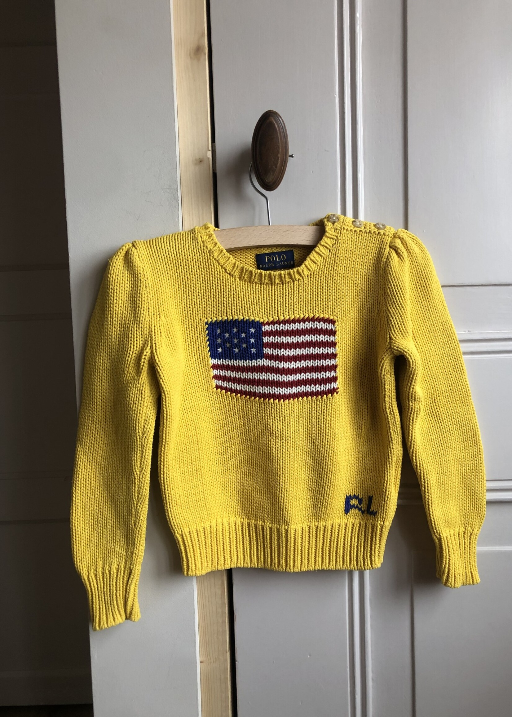 Ralph Lauren Yellow USA cotton knit jumper 3-4