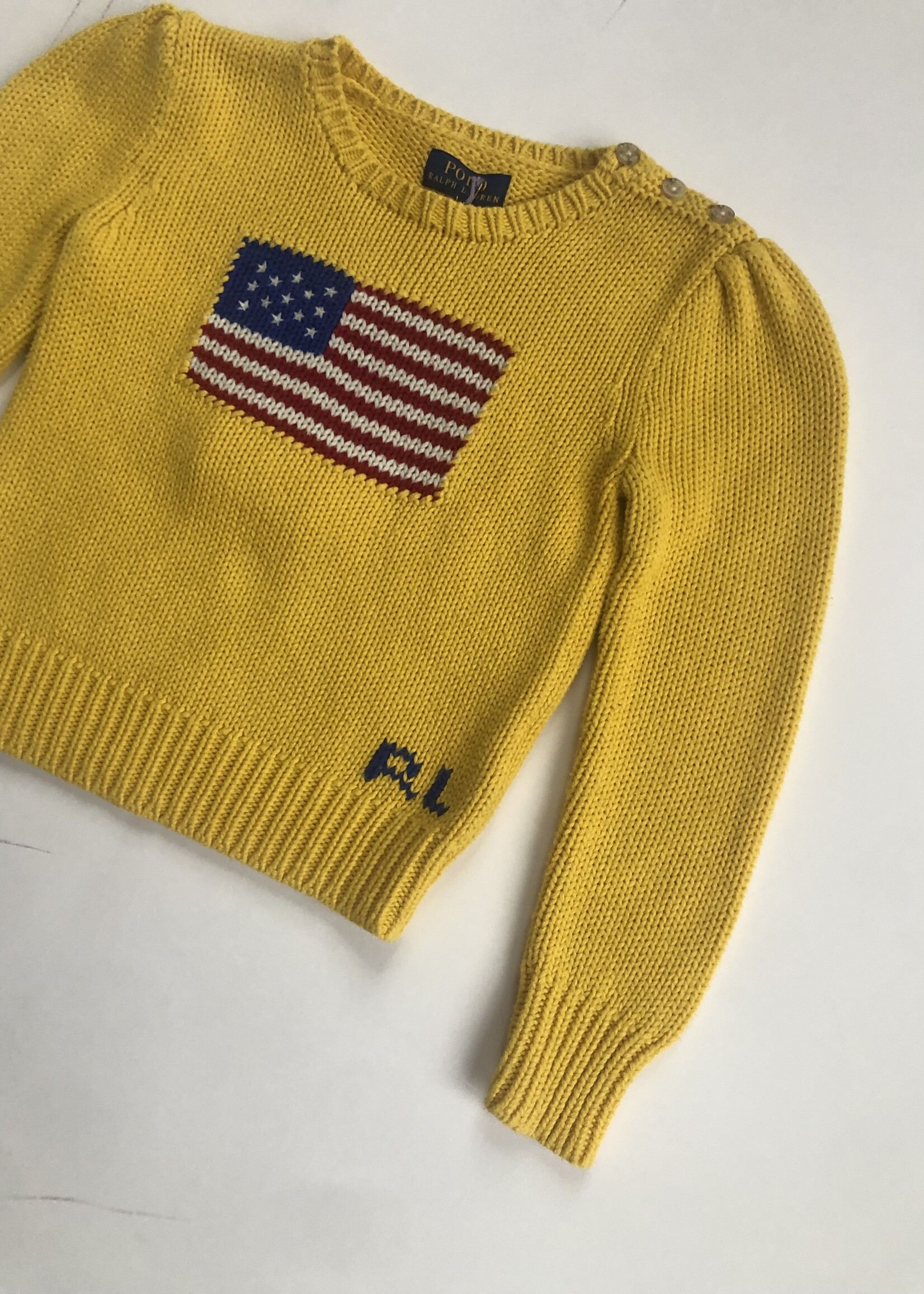 Ralph Lauren Yellow USA cotton knit jumper 3-4