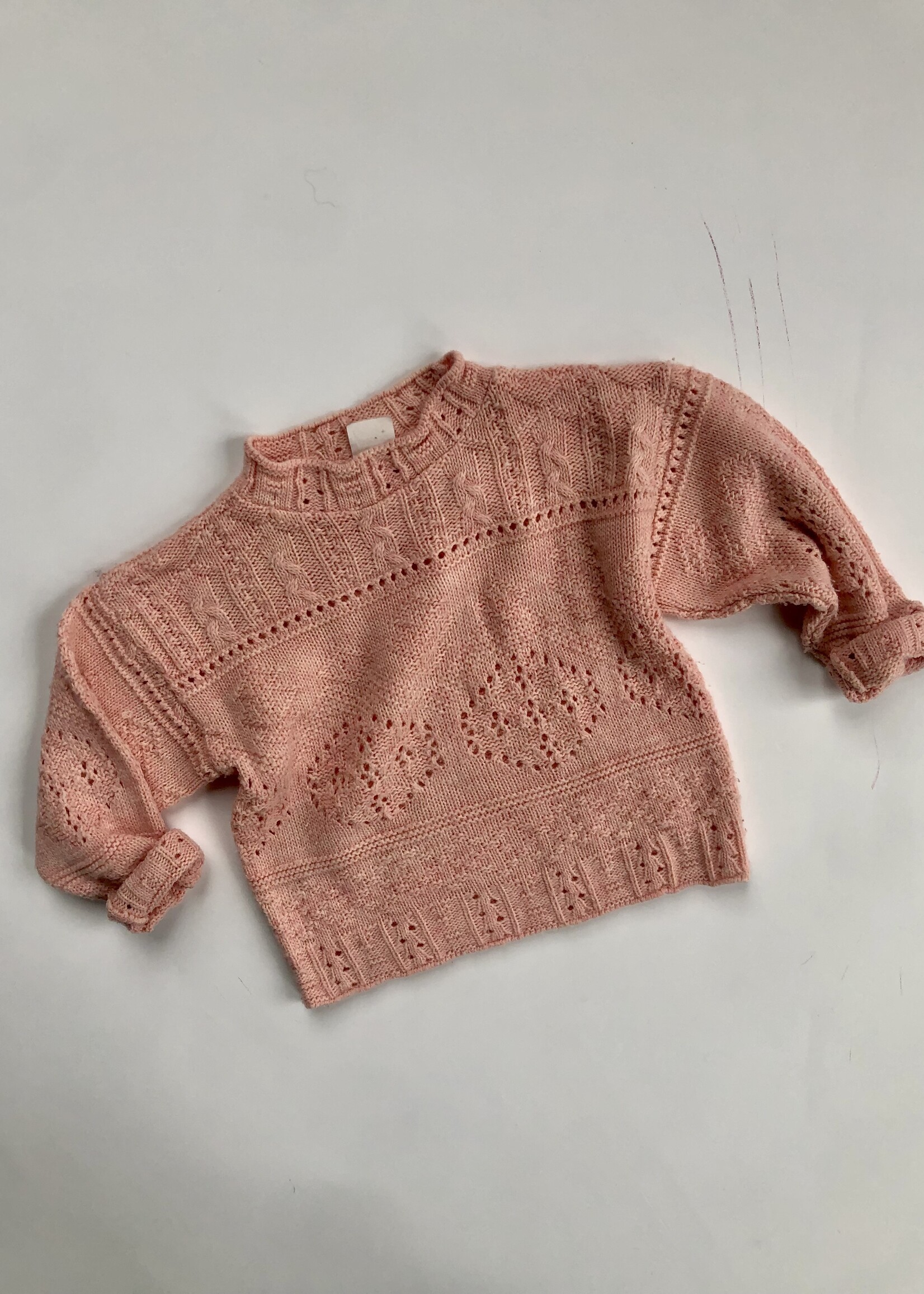 Soft pink ajour sweater 3-4y