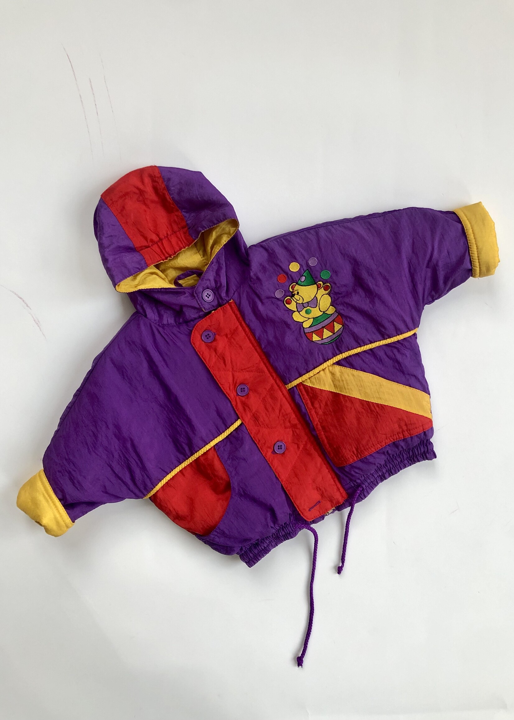 Vintage Purple shiny two piece with circus bear 9m