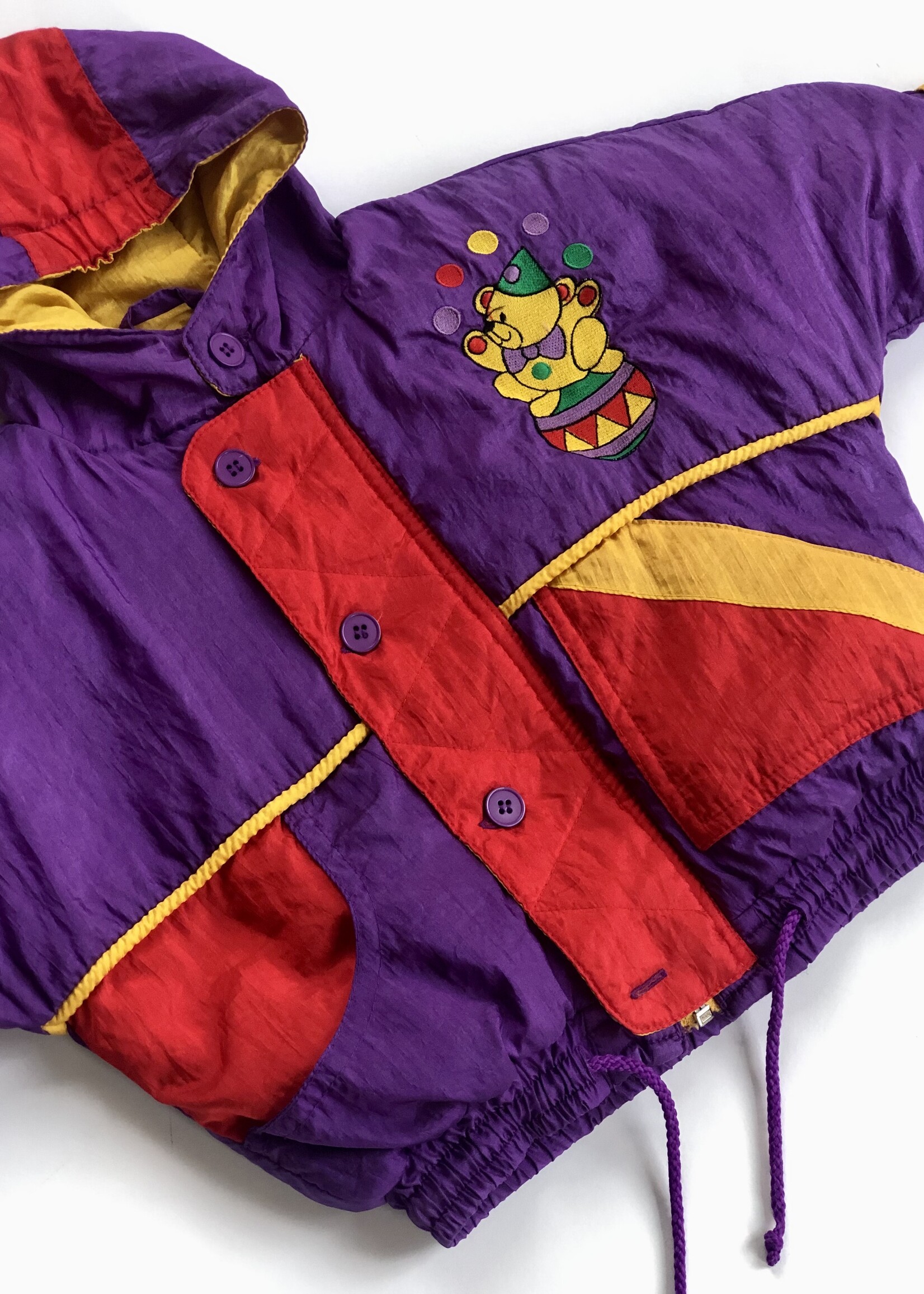 Purple shiny two piece with circus bear 9m