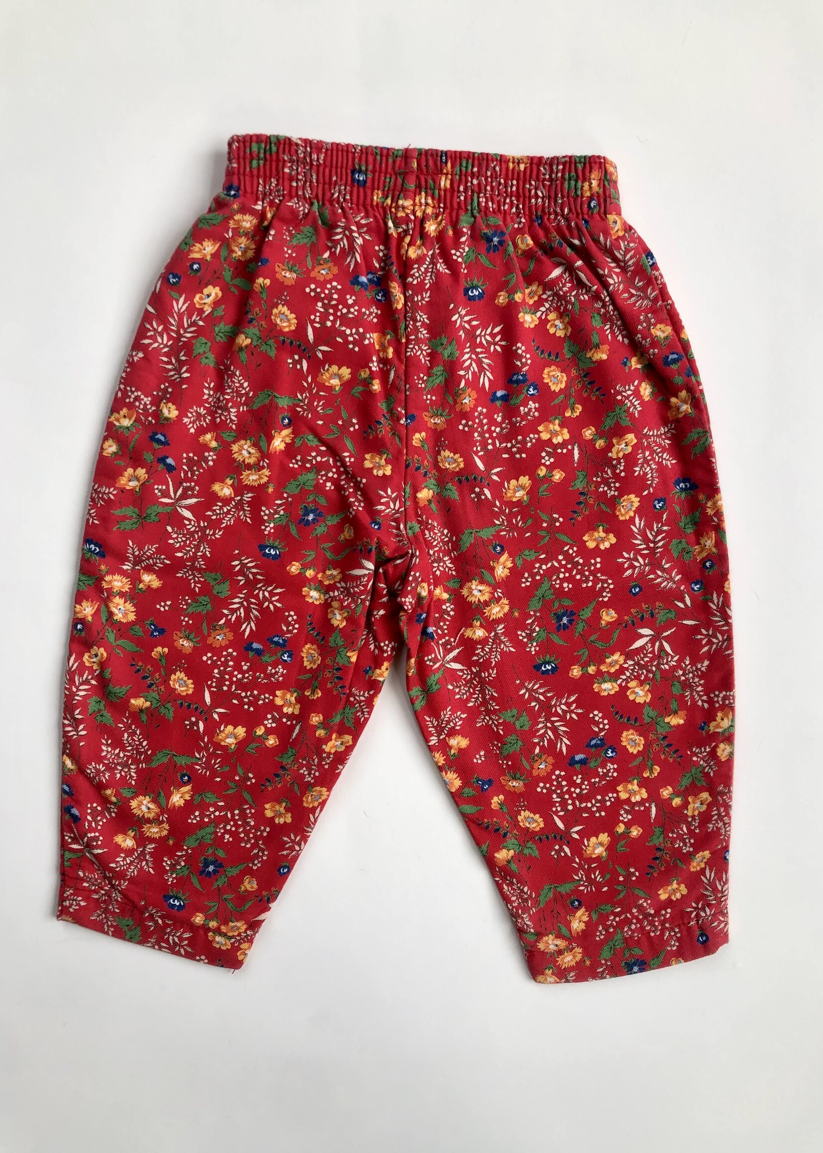 Red floral puffy pants 12-18m