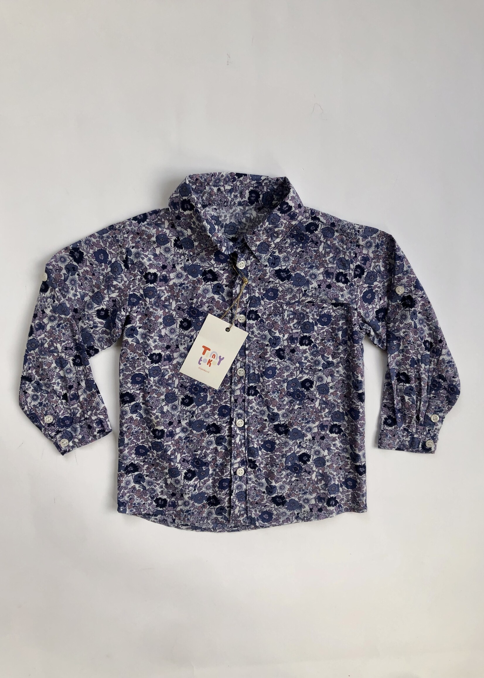 Blue purple floral blouse 2-3y