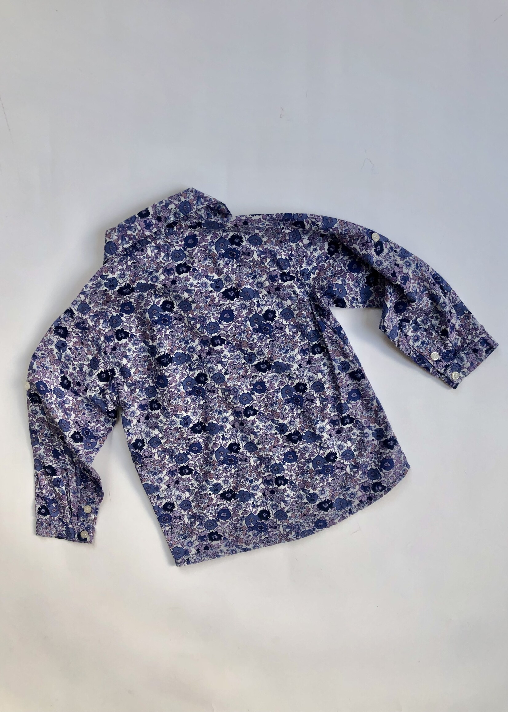 Blue purple floral blouse 2-3y