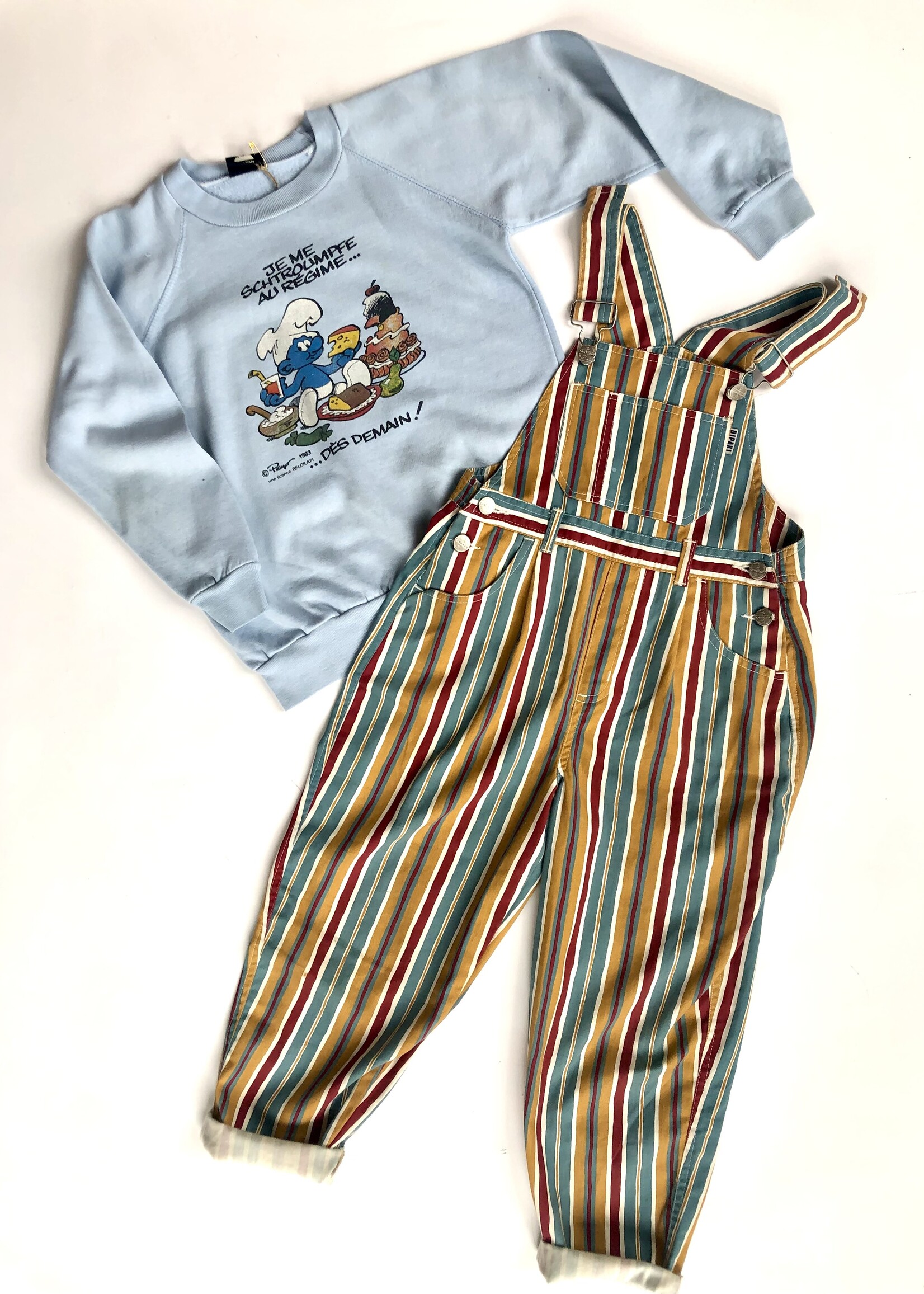 Striped dungarees 8-9y