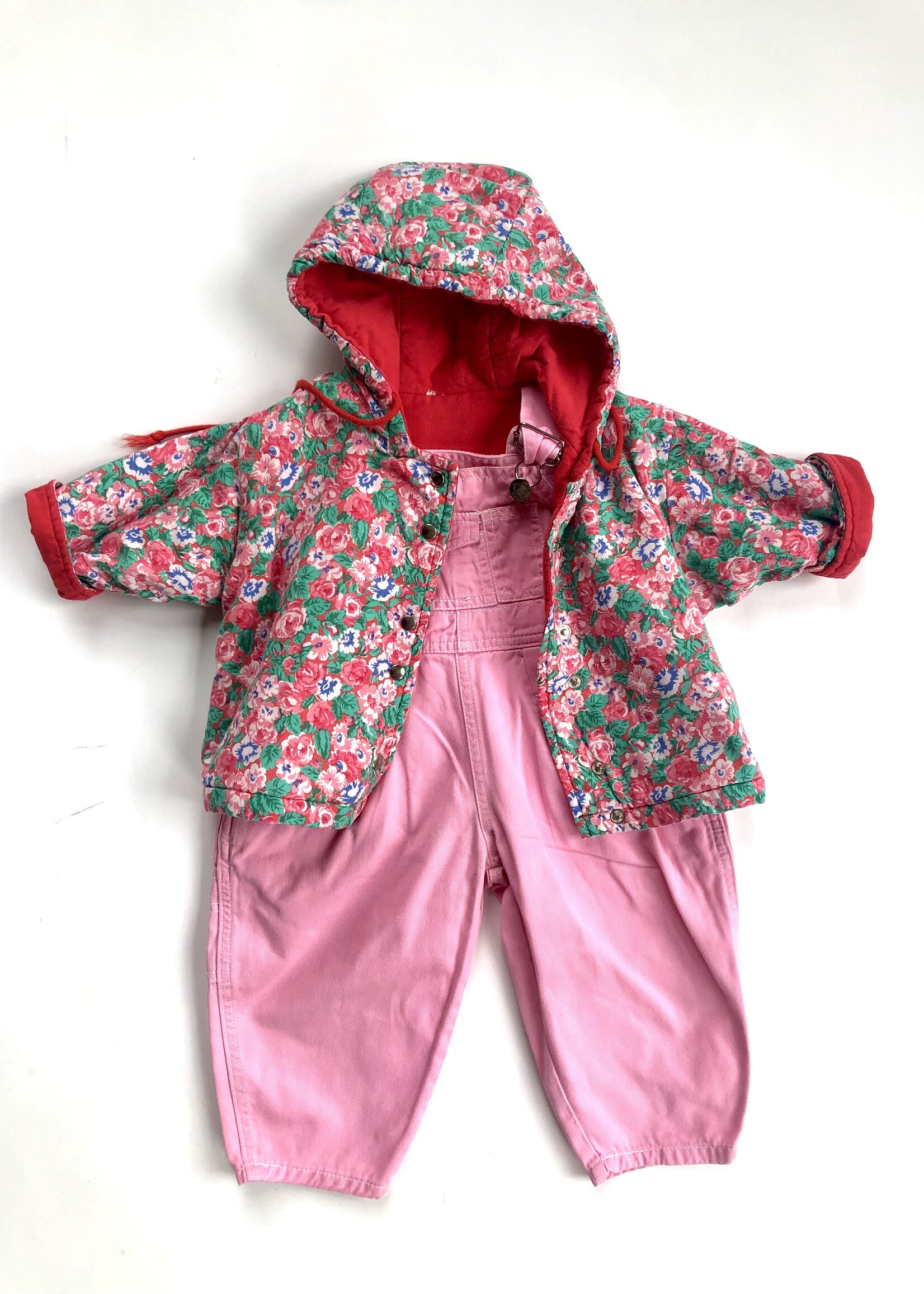 Puffy pink denim dungarees 12-18m