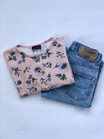 Vintage Soft pink floral tricot cardigan 7-8y