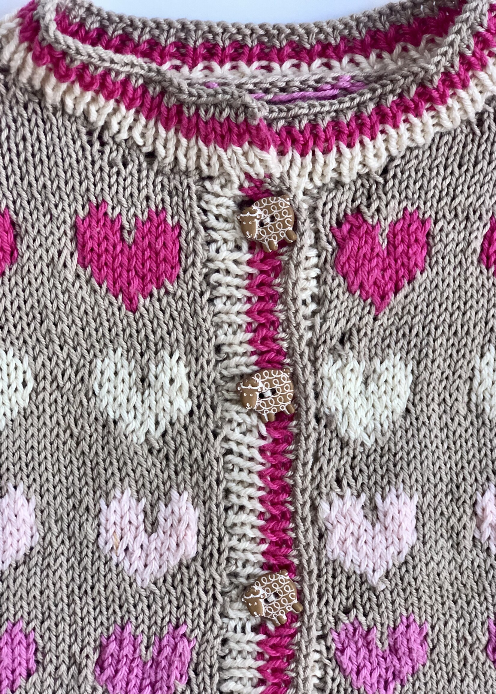 Handmade Knitted hearts cardigan 9-12m