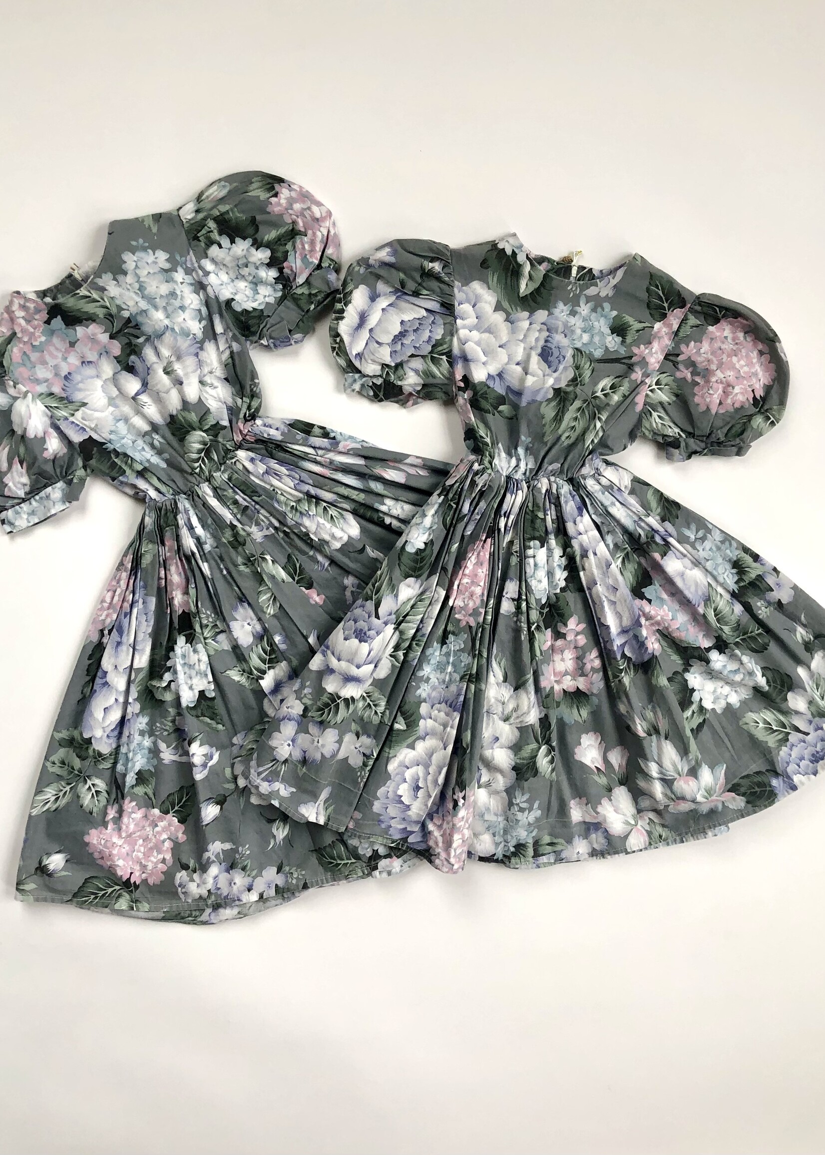 Vintage Grey floral ceremony dress 3-4y