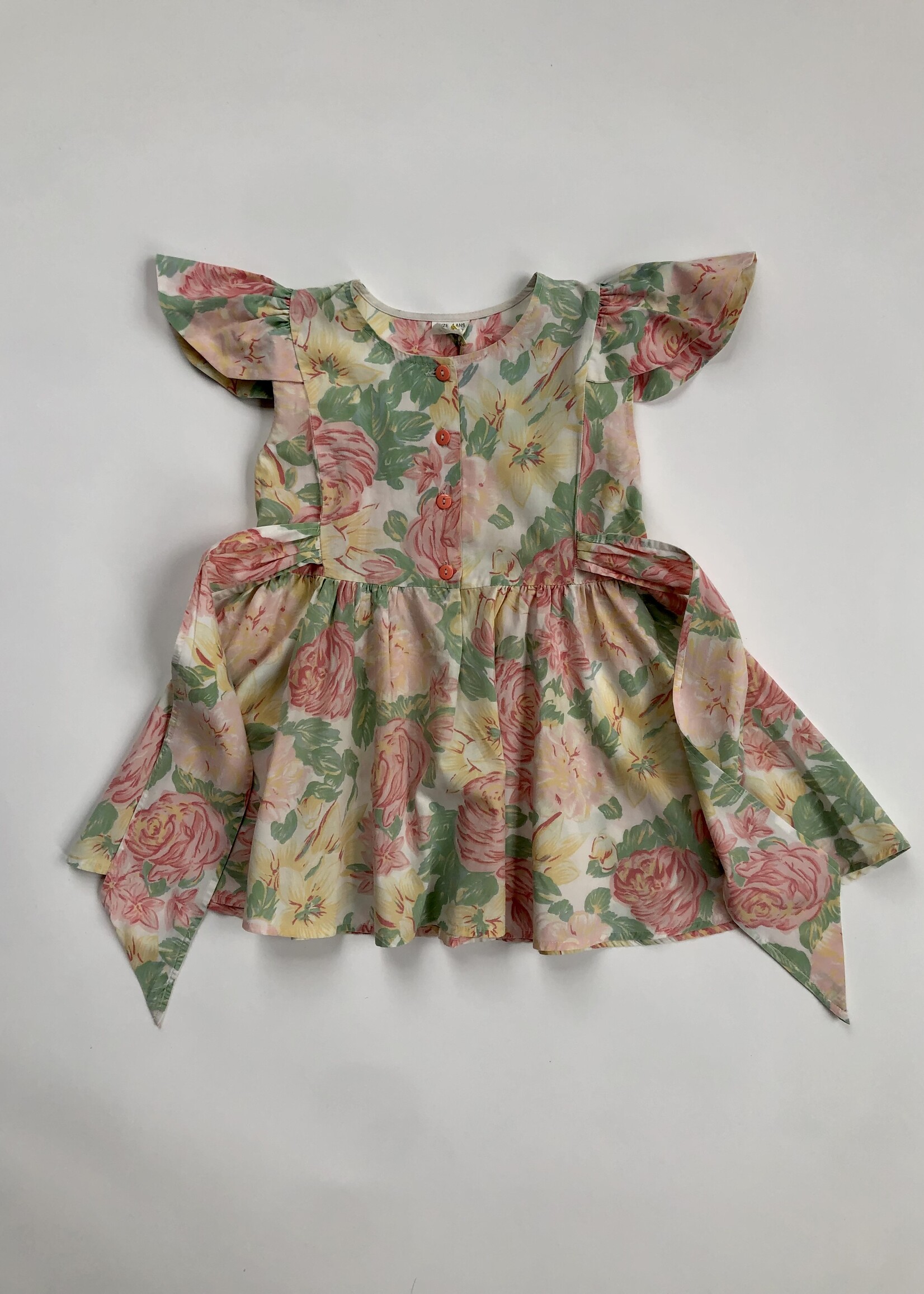 Vintage Cap sleeve floral dress 3-4y