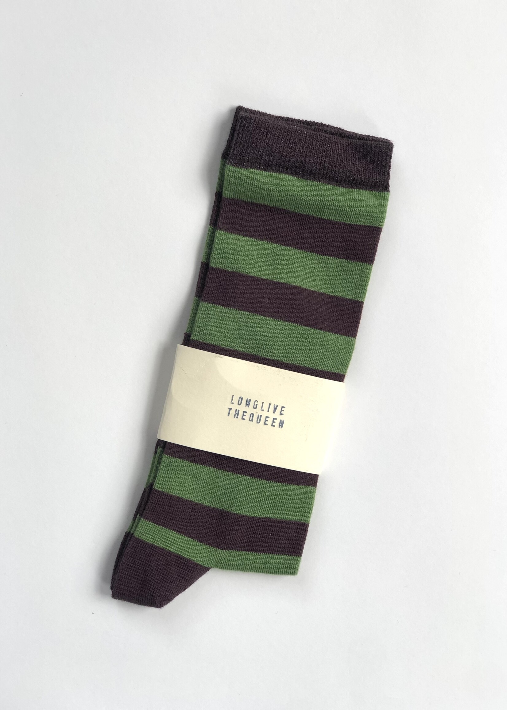 Long Live The Queen Green striped socks 10y