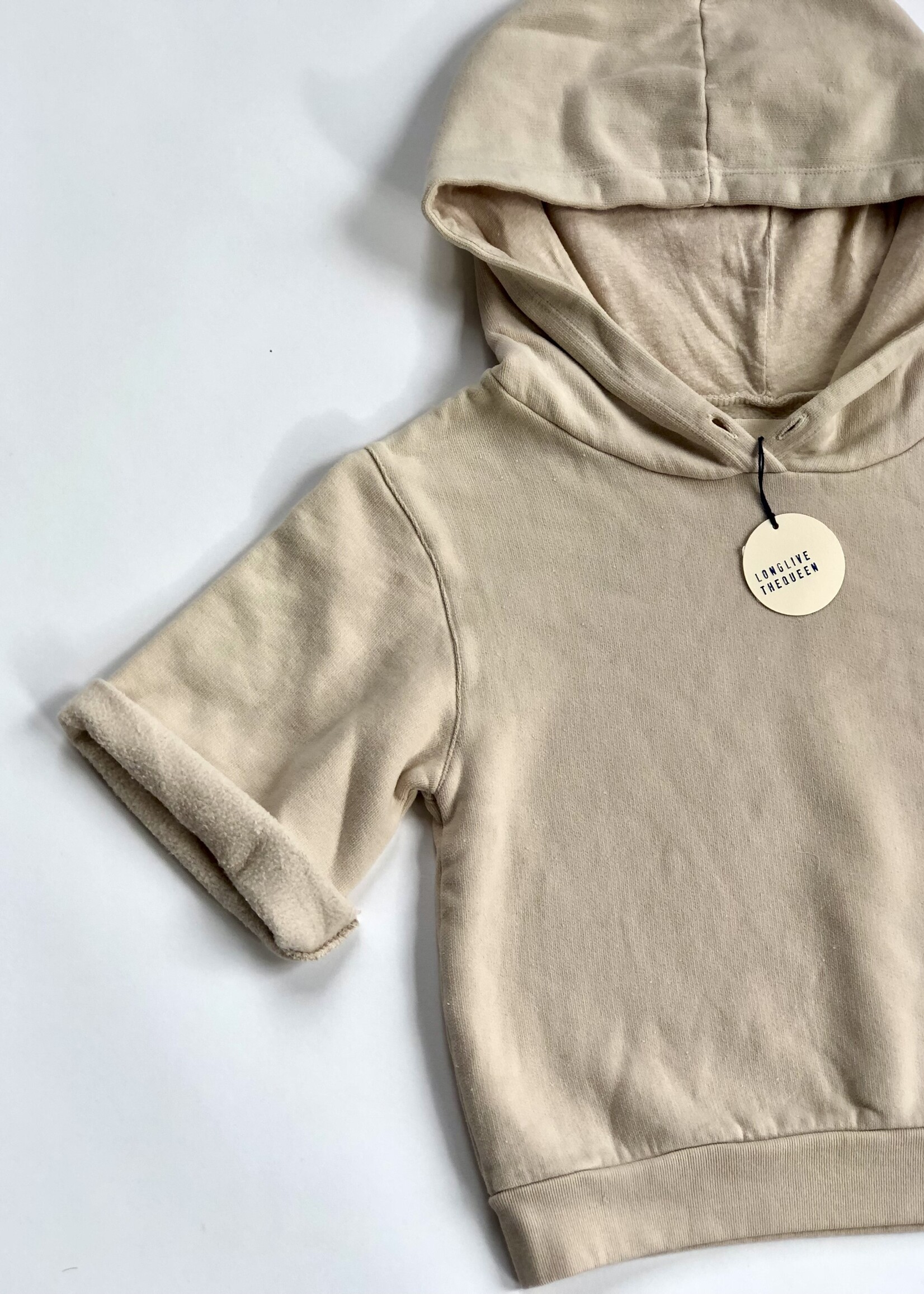 Long Live The Queen Creme hooded sweater shirt 6-8Y